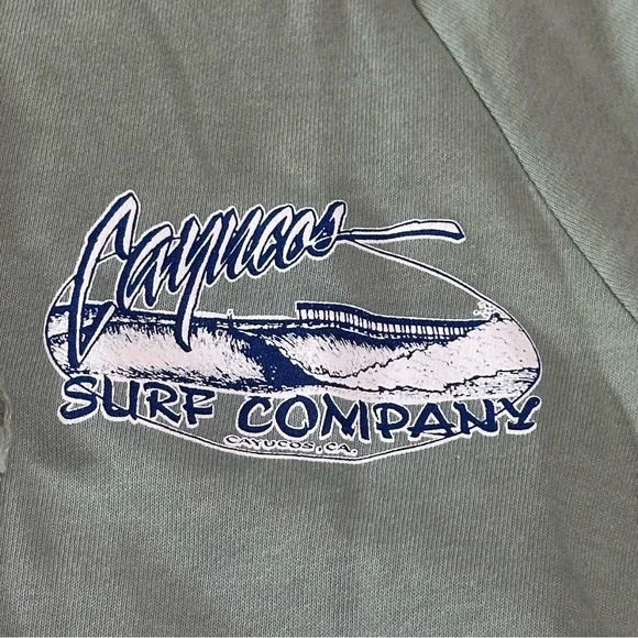 Cayucos Ca SURF COMPANY sage green hooded zip up sweatshirt Women's XS soft - Picture 5 of 8